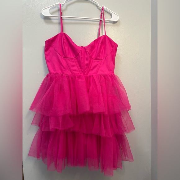 Lulu's Fuchsia Spaghetti Strap Dress - Picture 1 of 10